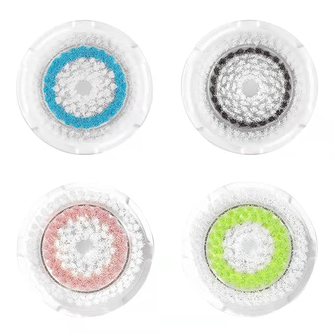 Brush Head Replacements Compatible with Clarisonic Mia 1, Mia 2, Mia Fit, Alpha Fit, Smart Profile Uplift and Alpha Fit (4Packs(Blue+Black+Green+Pink)) (4 Pack)