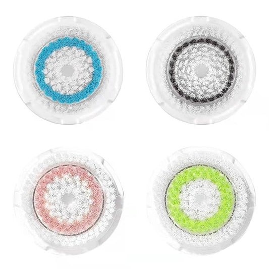 Brush Head Replacements Compatible with Clarisonic Mia 1, Mia 2, Mia Fit, Alpha Fit, Smart Profile Uplift and Alpha Fit (4Packs(Blue+Black+Green+Pink)) (4 Pack)