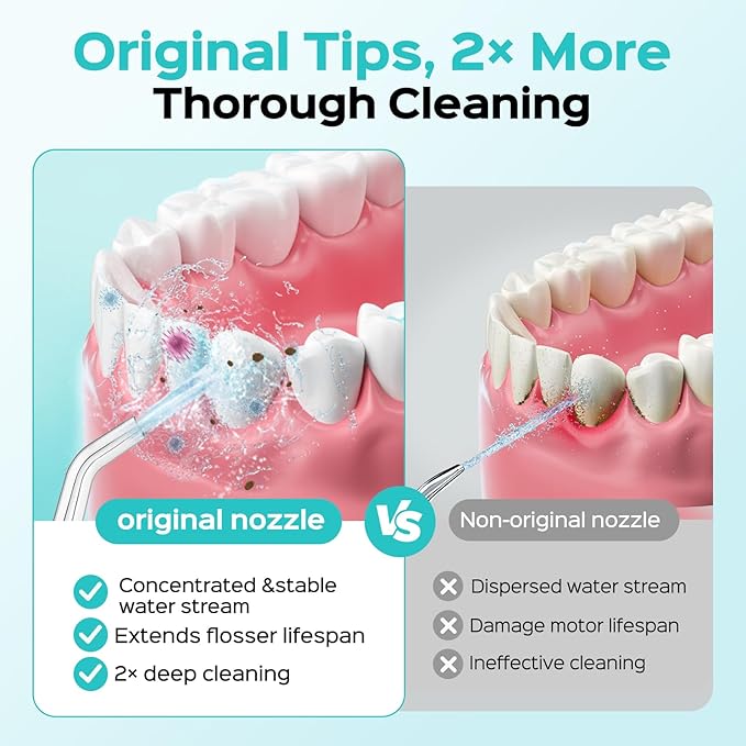 COSLUS Original Water Flosser Replacement Tips: Replacement Heads Compatible with COSLUS, Aquasonic, Nicwell, Oralfree, WELLFINE, Hangsun, Tovendor Water Dental Pick, Flosser Accessory, 5 Classic Tips