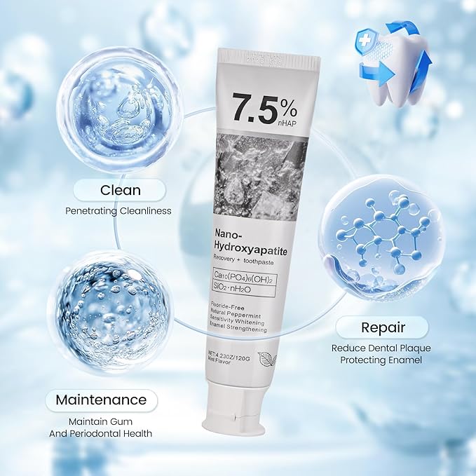 7.5% Hydroxyapatite Toothpaste for Advanced Enamel Protection - Gentle and Effective Formula - Mint Toothpaste -1 Pack
