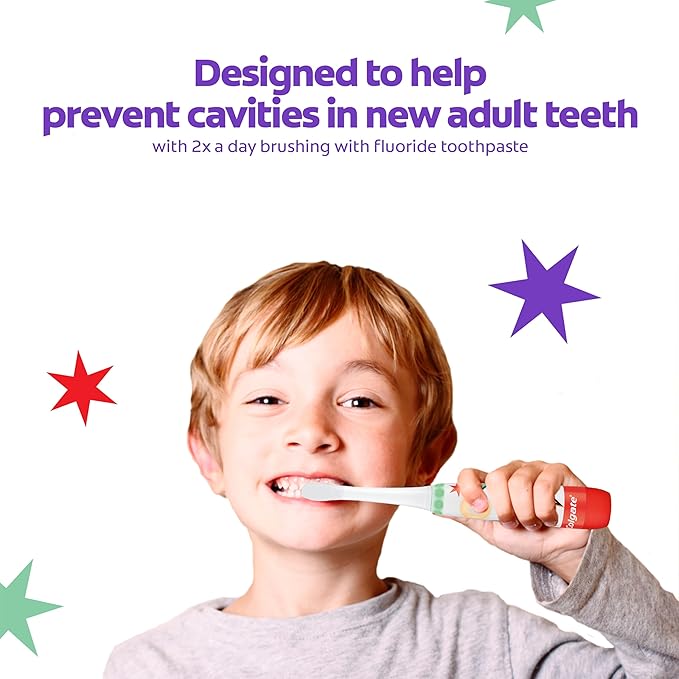 Colgate Advanced Cavity Fighter Kids Battery Toothbrush, Includes AA Battery and Extra Toothbrush Head, Features Built-in Timer and 2 Brushing Modes, for Children Ages 6 and Up