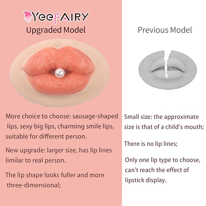 3D Silicone Fake Lips Large with Lipstick for Makeup Tattoo Practice Realistic Artificial Lip Mannequin for Beginners Artists (Thick Big Lip,Natural)