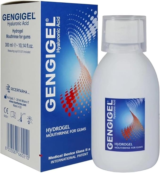 Gengigel Hyaluronic Acid Mouthrinse (300 ml), Oral Care Solution for Gum Health, Reduces Discomfort, Helps Relieve Gum Recession & Gingivitis, No Alcohol or SLS, Vegan & Kosher