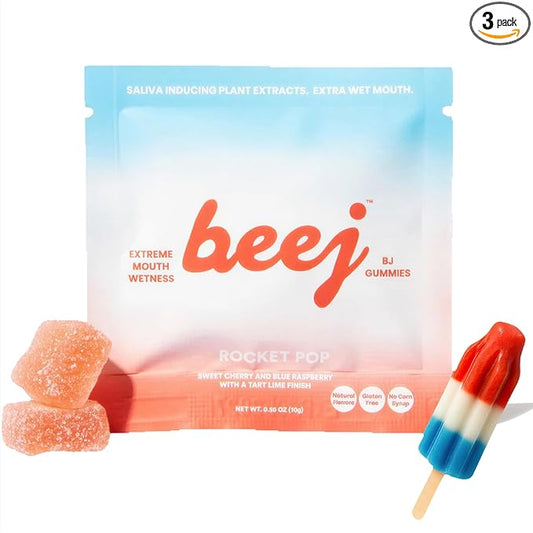 BJ Gummies, Candy For an Extra Wet Mouth.(3 pack) (Rocket Pop)