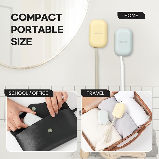 HubiCare Toothbrush Case, Spring pastel Color Portable Mini Toothbrush Covers with Holder, Rechargeable Travel Home Toothbrush And Holder, Cleaner Case for All Electric & Manual Toothbrushes (Yellow)