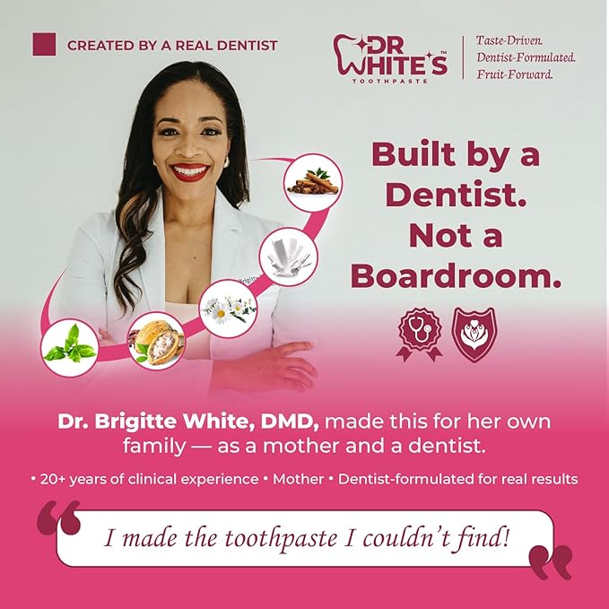 Dr. White’s Fruit by Design™ Line — Guava Glow Fluoride-Free Nano-Hydroxyapatite Toothpaste, 3.5 oz | Mint-Free | Dentist-Formulated | Enamel-Identical Mineral Care