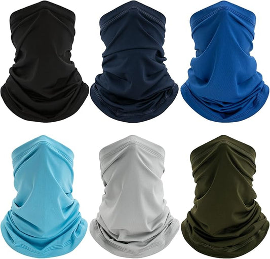 6 Pack Neck Gaiter, UV Protection Cooling Breathable Face Mask, Hiking Scarf for Men Women