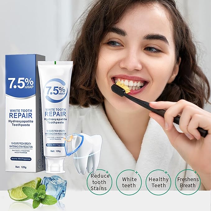 Hydroxyapatite Toothpaste 7.5% nHAP, Mint Fragrance 16 Hours Fresh Breath,Best ceelike Hydroxyapatite Toothpaste for Enamel Protection and Tooth Strengthening Use for Oral Care (1Pack a, Mint_A)