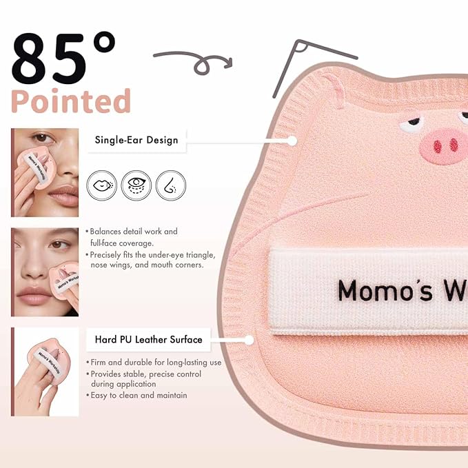 Sleepy Pig Puffs, Makeup Sponges Set, Dry&Wet Dual-Use Foundation Sponge - Hydrophilic Polyurethane, Expands 1.3x When Wet for Cream Foundation/Liquid Blush/Highlighter,2pcs Puffs & Storage Case