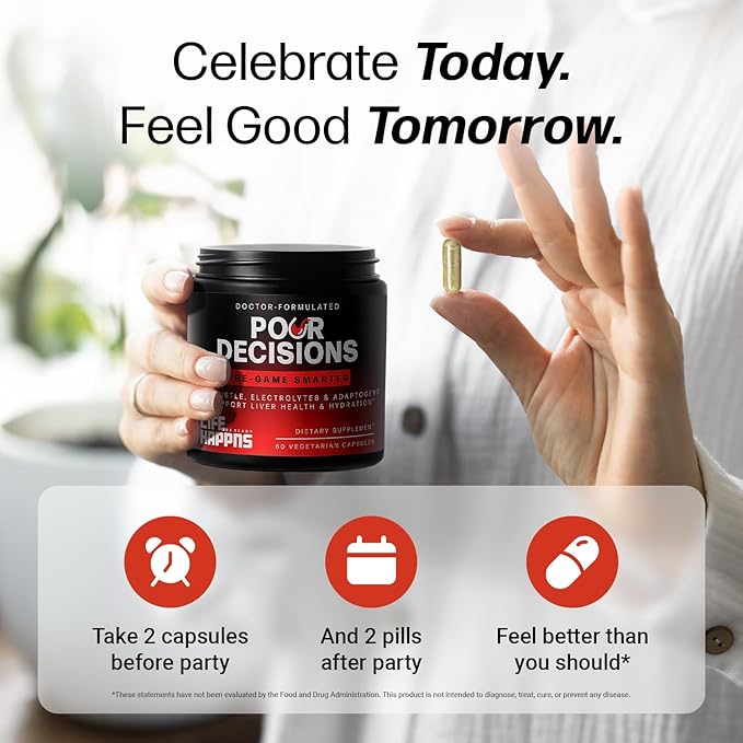 Life Happns Liver Support & Recovery Supplement for Adults – Doctor-Formulated with Milk Thistle, Schizandra, Rosemary, B6 & Electrolytes for Natural Detox Pathways, Hydration & After-Party Wellness