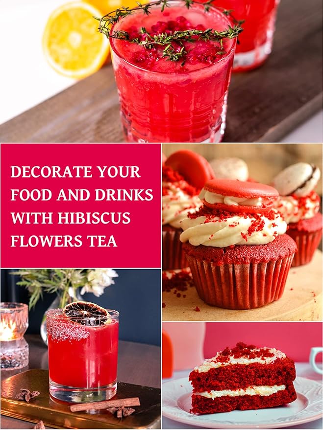 TeeLux Hibiscus Tea Bags, Natural Hibiscus Flowers Herbal Tea, Caffeine Free, Refreshing Tart Flavor, Hot & Iced Tea, 50 Count