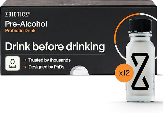 ZBiotics — Feel Better After Drinking, Wake Up Refreshed, Science-Backed, Patented Probiotic for Easier Mornings, Travel-Friendly, 12-Pack of 0.5 Fl Oz Bottles