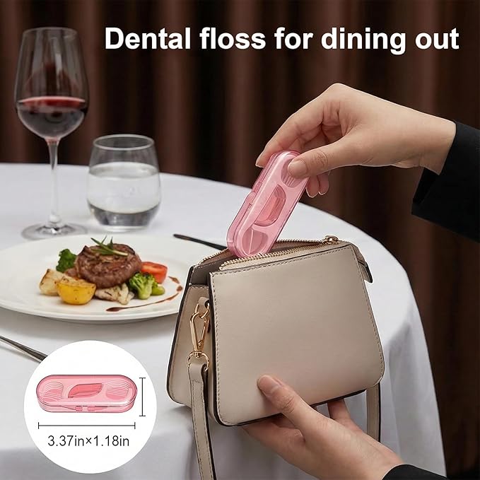 12 Pieces Holy Rose Travel Dental Floss Case-Micro Floss ToothPicks-Portable Flosser Picks Cases Contains Floss Stick 120 Count Sealed Storage for Teeth Cleaning (Green+Pink)