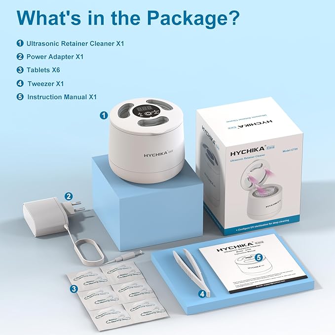 Retainer Cleaner Machine with UV,45kHz High Frequency,4 Upgraded Modes,UV Ultrasonic Retainer Cleaner,200ML Dental Cleaning Pod,for Retainers,Night Guards,Aligner,Braces etc.,Iceberg White