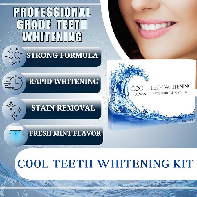 Teeth Whitening Kit 10 Syringes Strongest 44% Carbamide Peroxide Vegan Teeth Whitening Gel, Light and Teeth Bleaching Trays Included