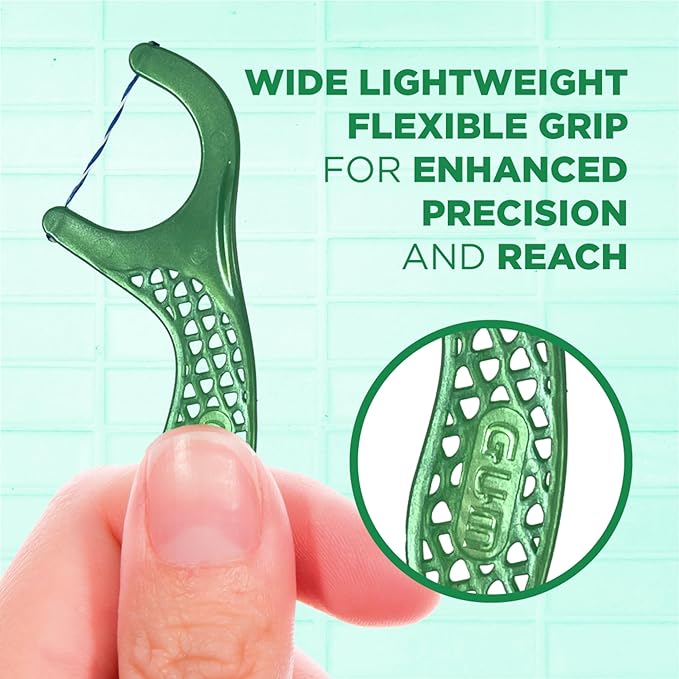 GUM Twisted Mint Floss Picks - Twisted Threads, Shred-Resistant Floss, Easy Grip Handle, 150 Count (Pack of 4)