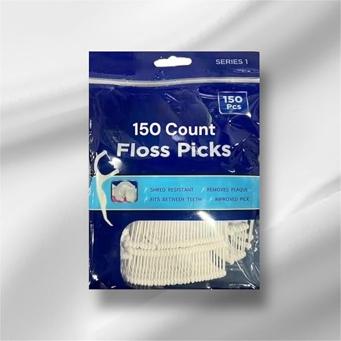 Floss Picks, Teeth, Unbreakable and Shred-Resistant Flossers for Adults 150 Count Each (3 Pack), White