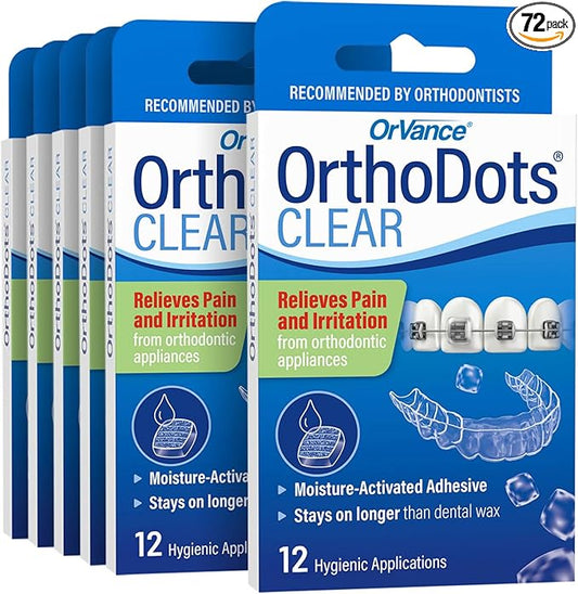 ORVANCE Orthodontic Wax, Clear Moisture Activated Braces Wax Alternative for Pain Relief, 72 Count