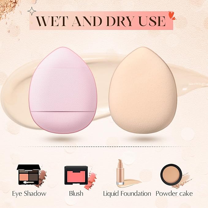 Gerrii 72 Pcs Finger Powder Puff Mini Makeup Sponge Soft Beauty Makeup Blender Puff for Foundation, Face Powder, Under Eye Setting, Concealer, Repair Cream, Cosmetic Tool(Pink)