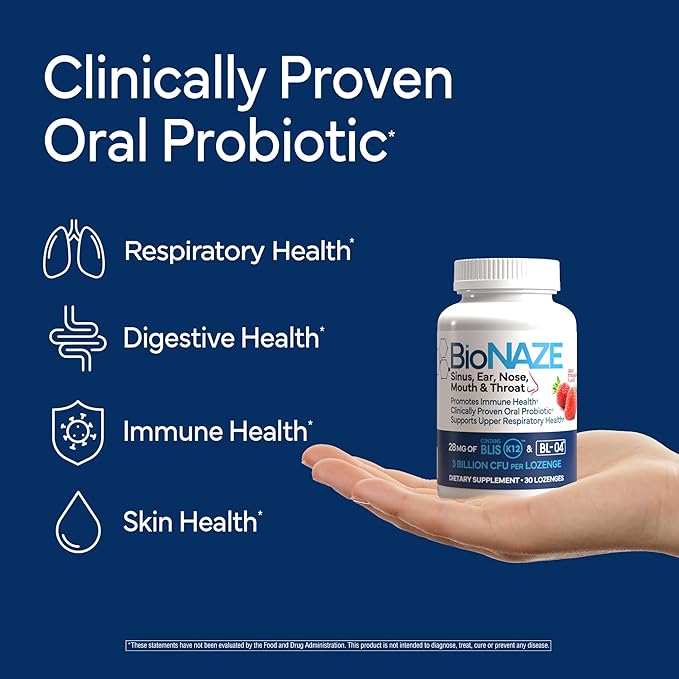 Oral Probiotic BLIS K12 & BL-04 for Sinus, Tonsil Stones, Bad Breath, Post Nasal Drip, Throat, Mouth, Teeth & Gut - Improve Oral & Respiratory Health. Clinically Proven Probiotic Strains 30 ct
