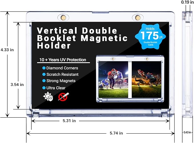 2-Pack Vertical Booklet Magnetic Card-Holder - 175PT Booklet Case-UV Protection, One Touch Booklet Magnetic Card Holder Fit for National Treasure Cards, Script Cards Storage and Playbook Cards Display