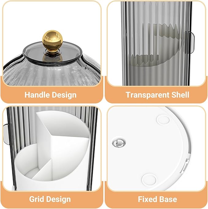 Birdcage-Style Concealed Toothbrush Holder Sliding Lid Bathroom Counter Organizer Tooth Brush Holder for Bathroom 360 Rotating Waterproof Dustproof Makeup Brushes Storage for Vanity (Black)