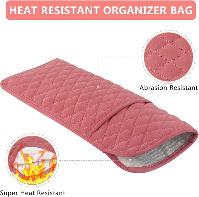 Heat Resistant Hair Tools Organizer Bag Portable Travel Storage Cover Case for Hair Straighteners, Curling Irons, Flat Irons and Hot Styling Tools(13.8" x 5.5")
