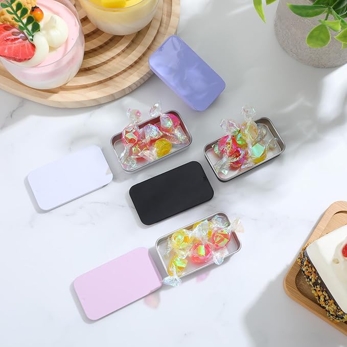 Elegaperma 4Pcs Gums Container, Gums Holder Slide-Top Design, Holder Case Iron Construction for Purse Pocket and Portable Storage Use