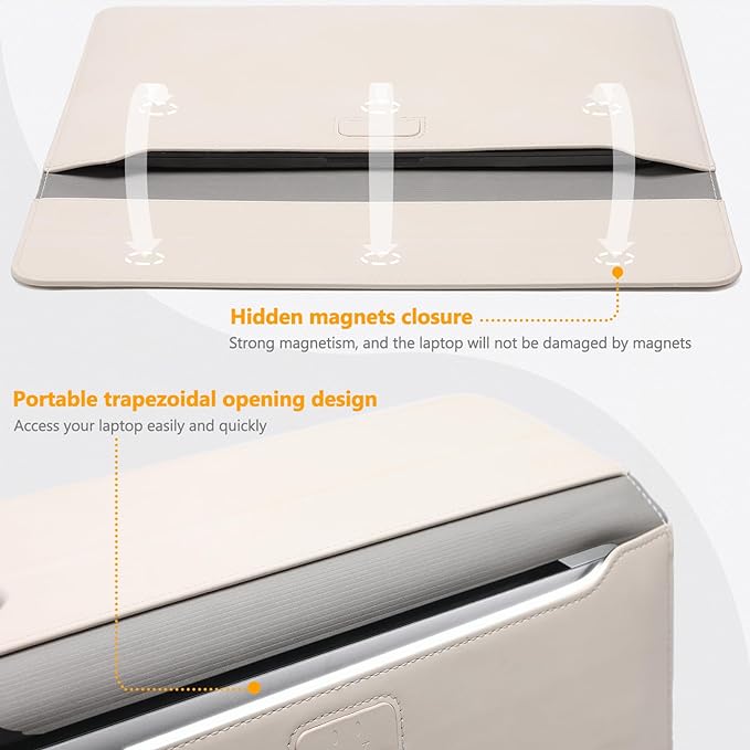 HYZUO 13.3-14 Inch Laptop Sleeve Case with Stand Feature for MacBook Pro 14 M5/M4/M3/M2/M1 2026-2021, MacBook Pro/Air 13.3, 13" 13.5" 13.8" Surface Laptop, HP Spectre X360 13/14, Beige