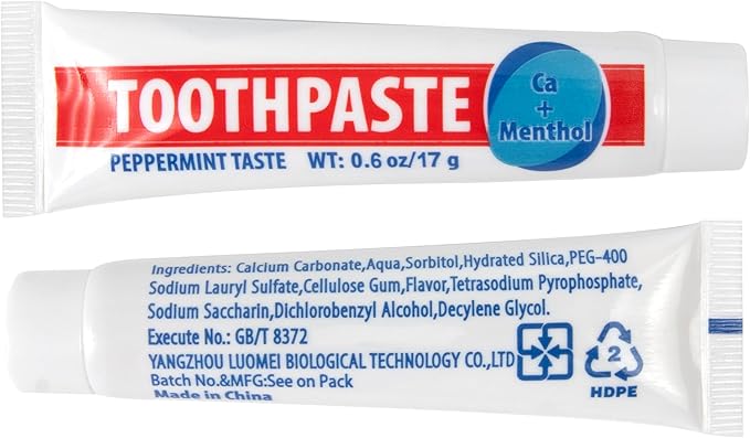 100 Pack .60 oz Peppermint Travel Size Toothpaste - Hospitality, Hotel, Travel, Donation, Homeless, Charity (100 Tubes .60 Ounce Each)