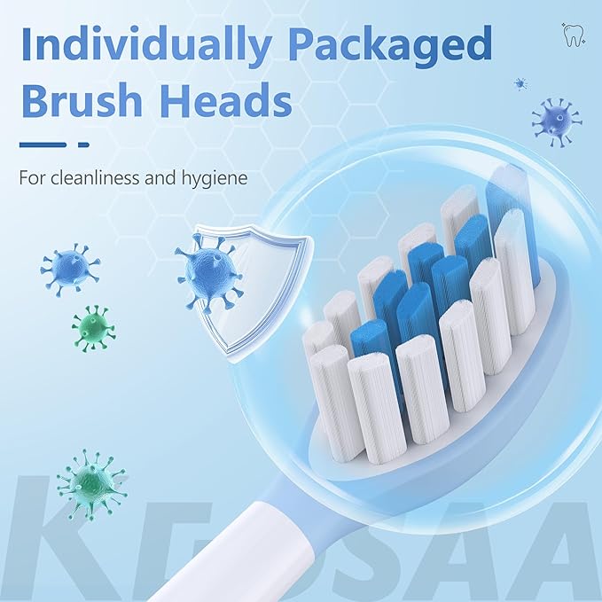 Replacement Toothbrush Heads for Philips Sonicare Electric Toothbrush, 2-in-1 Tongue Cleaner, 6 Pack, Ice Blue,Suitable for Philips Sonicare Heads, C2, C1, C3, W1, W2, W3, G1, G2, G3