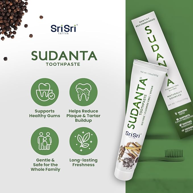 Sudanta 200g Herbal Fluoride-Free, Paraben-Free, Vegan, Natural Toothpaste with Ayurvedic Herbs