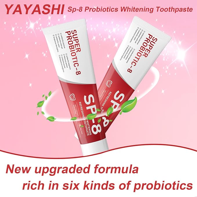 SP8 Probiotics Whitening Toothpaste, SP8 New Upgraded Fluoride-Free & Probiotic-Infused Formula, Ultra Fresh Mint for Deep Cleaning & Long-lasting Fresh Breath,4.23oz-2-Pack