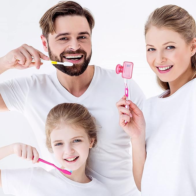 4 Pack Travel Toothbrush Head Covers Toothbrush Protector Cap Brush Pod Case Protective Portable Plastic Clip for Household Travel, Bathroom, Business, Camping, School (Clear, Orange, Purple, Pink)