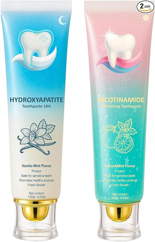 Hydroxyapatite Toothpaste 10% + Niacinamide Whitening Toothpaste - Enamel Repair & Sensitivity Relief, Nano Hydroxyapatite, Fluoride-Free for Gum Care & Fresh Breath, Teeth Whitening