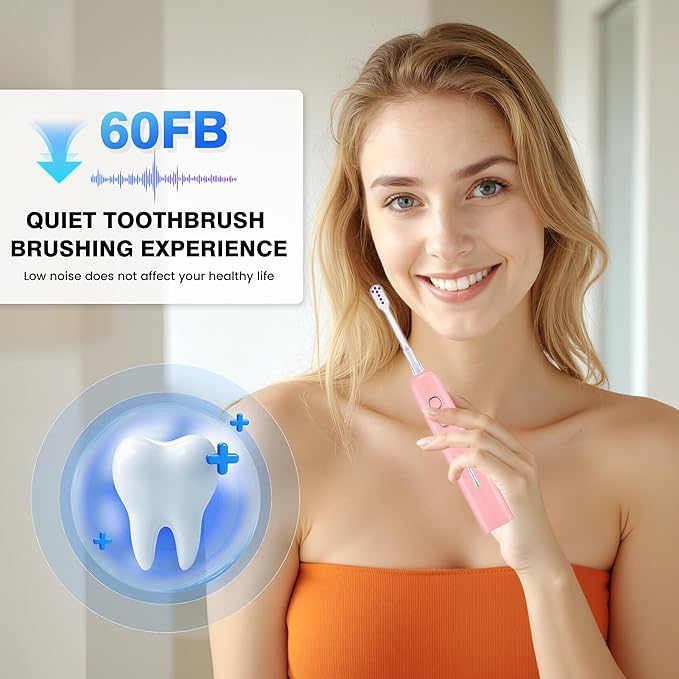 Electric Toothbrush for Adults Sonic Vibration Deep Mouth Cleaning Teeth Whitening Free 4 Toothbrush Heads Super Soft Bristles 3 Modes 90 Days Lifespan IPX7 Waterproof (Color Available)
