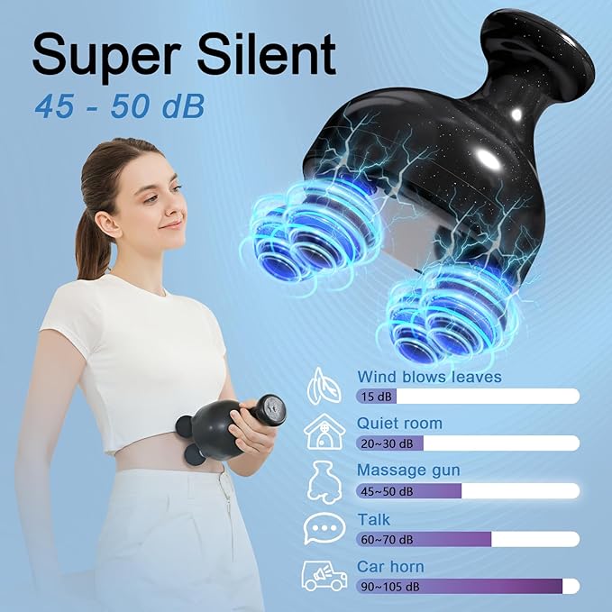 DEITY 4 Heads Handheld Massage Gun Deep Tissue, Electric Body Massager, Percussion Muscle Massager for Easing Shoulder and Back Tension, with Reverse Thrust Function, Gift for Families Friends