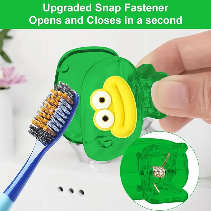 Upgrade Travel Toothbrush Head Covers Toothbrush Protector Cap Brush Pod Case Protective Portable Plastic Clip for Household Travel, Bathroom, School, Camping, Business (N, 2 Pack)
