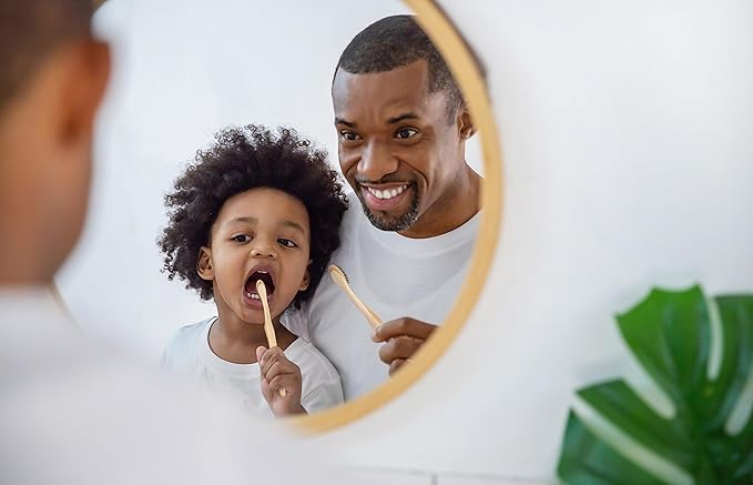 Eco-Friendly Bamboo Toothbrush Set of 4 - Medium Bristle Toothbrush with Ergonomic Handles & Charcoal Bristles – Low Waste & Biodegradable Personal Care Essentials
