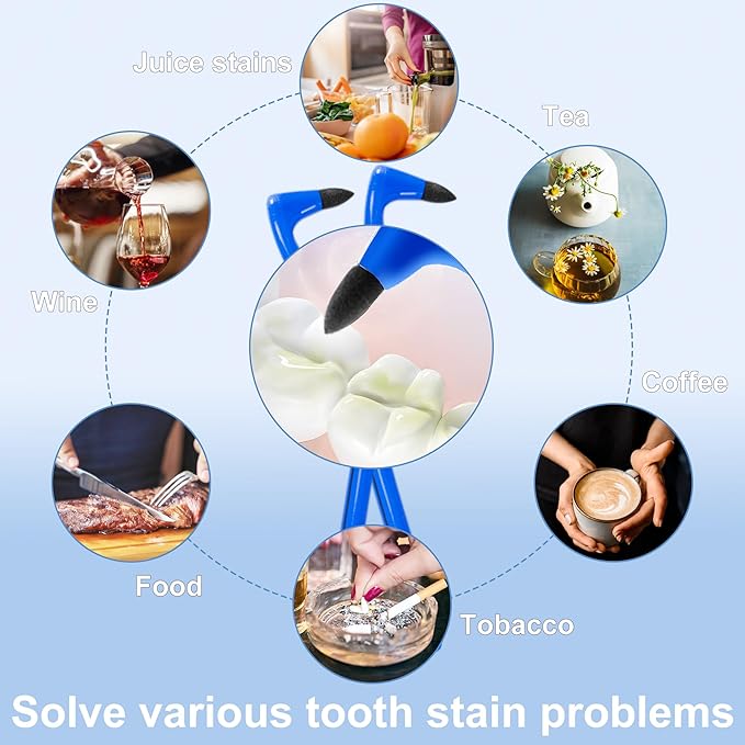 3Pcs Teeth Stain Remover,Tooth Stain Eraser,Tartar Eraser Polisher,Dental Plaque Tool,Eraser for Coffee Stain Teeth Whitening Cleaning Polishing Kit (Blue)