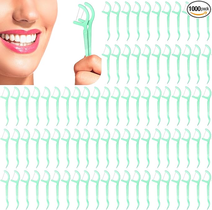 Maxdot 1000 Count Fresh Mint Flavor Dental Flosses Picks Bulk High Toughness Dental Floss Tooth Picks Flossing System for Adults Family Travel Tight Spaces Teeth Cleaning