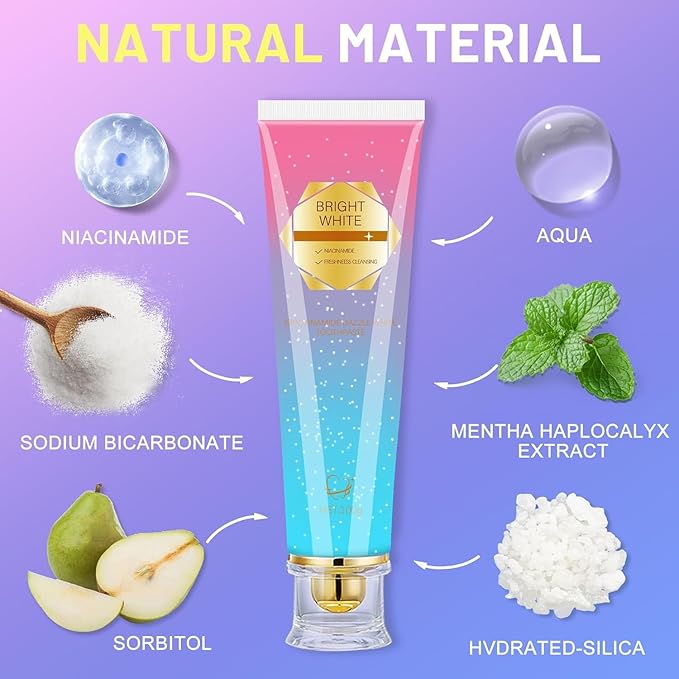 Niacinamide Whitening Toothpaste, Niacinamide Toothpaste with Natural Gentle Care Deep Stain Removal Clean, Fluoride-Free Formula is Suitable for Sensitive Teeth (1)