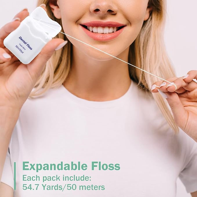 Mimorou 96 Pack Dental Floss Bulk Mint Flavored Floss 50m Each Travel Dental Oral Care for Teeth and Gum Protection(White)