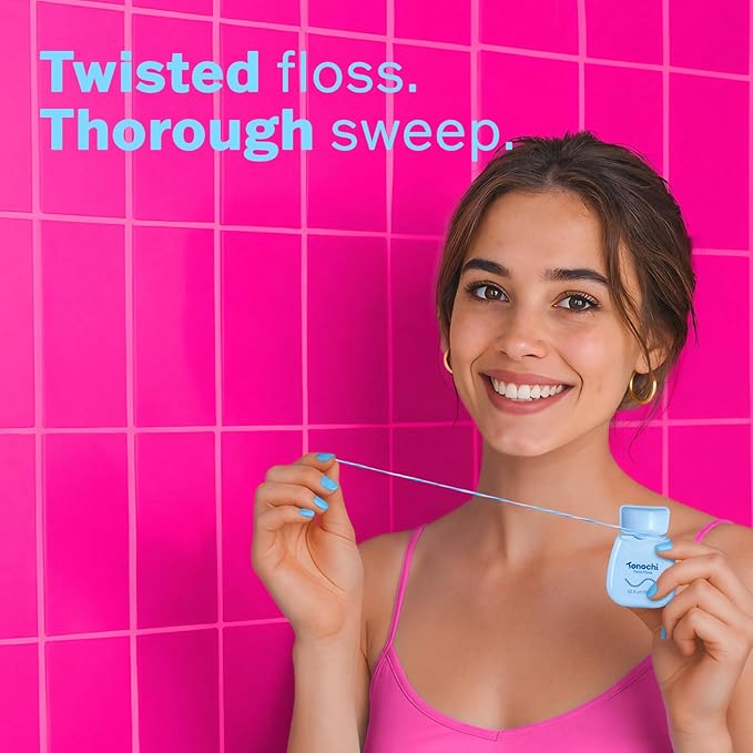 Twist Woven Dental Floss, Two-Tone Color Fibers for Visible Plaque Tracking, Shred-Resistant Braided Texture, Smooth Ribbon-Like Glide, Gentle on Gums, Mint + Xylitol, 3-Pack (33 yd Each)