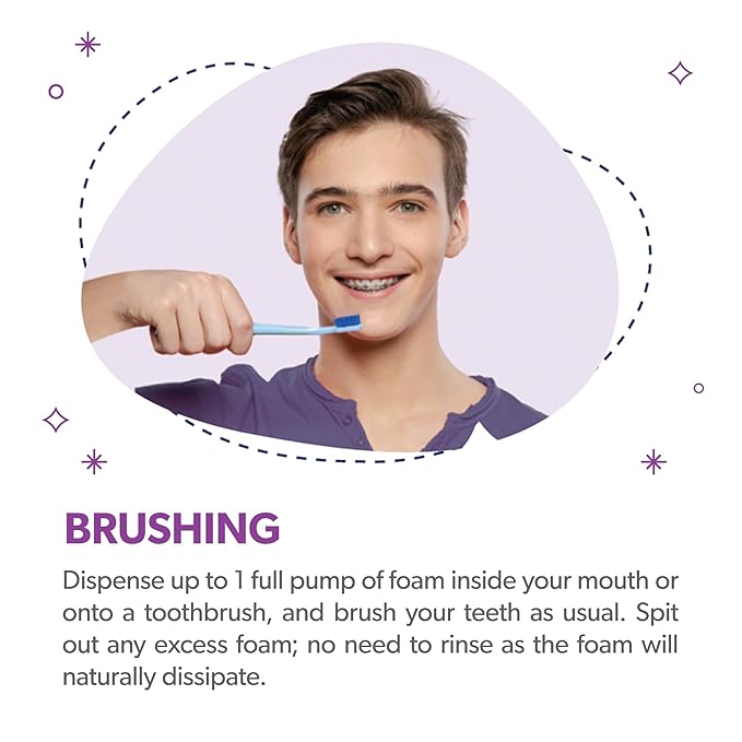EverSmile OrthoFoam Braces Cleaner — Travel Size – Brushable Foam Whitens Teeth, Eliminates Bacteria, Fights Plaque and Bad Breath – Cleans Under Metal, Ceramic, Clear Brackets and Wires – 25ml
