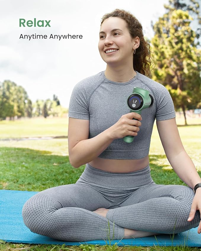RENPHO Massage Gun Deep Tissue, Valentines Birthday Gifts for Women Men, Portable Percussion Massager for Back and Neck, Handheld Device with Carry Case, Active Green
