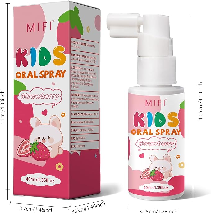 PEGO Kids Oral Spray, Toddler Toothpaste Helper for Fresh Breath,Fruit-Flavored & Portable, for Baby's Daily Oral Care (2Pack, Strawberry)