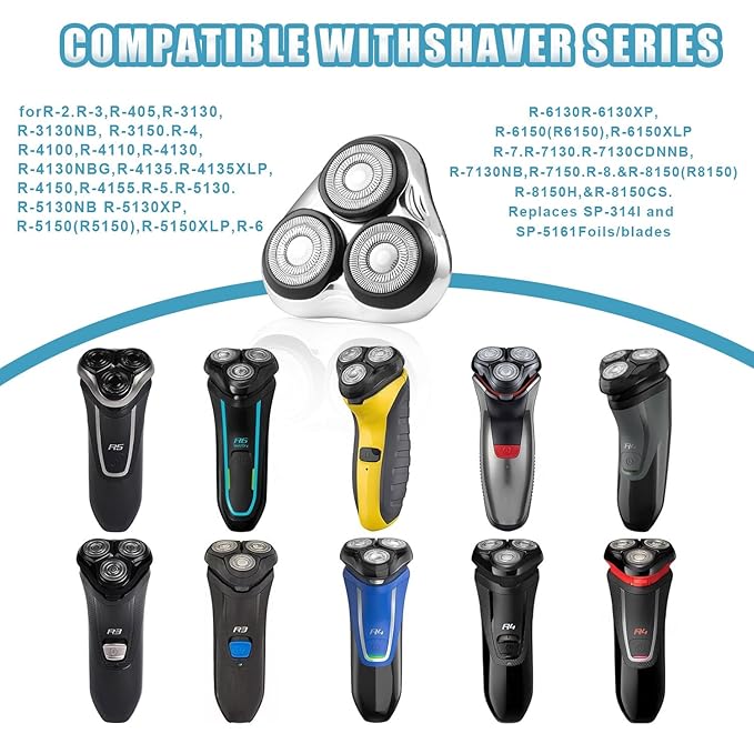 Universal Rotary Shaver Replacement Head Compatible with Remington Shaver Razor Parts for Series R3,R4,R5,R6,R7,R8,SP-3141 and SP-5161 Foils (Silver/1Pack)