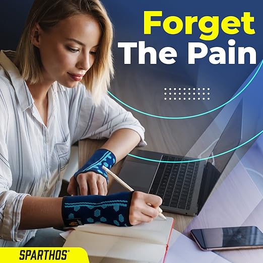 Sparthos Wrist Support Sleeves (Pair) – Compression Wrist Brace for Men and Women - Carpal Tunnel Tendonitis Arthritis Pain Relief Wrist Pain Strains Sprains Bursitis Improve Circulation (Blue-L)