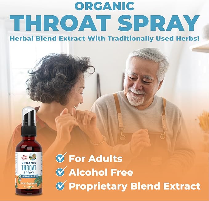 MaryRuth Organics USDA Organic Throat Spray with Mullein Leaf | Marshmallow Root & Licorice Root & Thyme Leaf | 4 Herbal Blend | Non-GMO | Vegan | Gluten Free | 1 Fl Oz | Up to 100 Servings